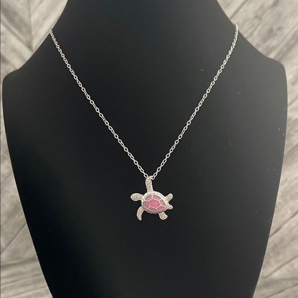 Silver Turtle Pendant Necklace - Picture 2 of 3